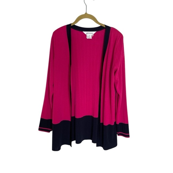 Exclusively Misook Dark Pink Navy Cardigan Small - Picture 1 of 6